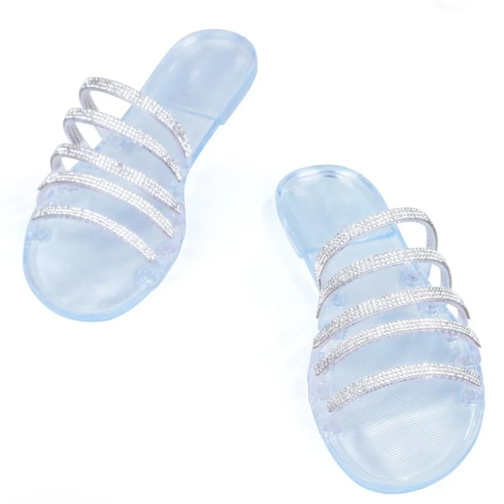 💗ARRIVED 💗 CLEAR BLUE FLAT SANDALS - Picture 5 of 8